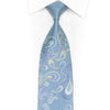 Gravata Paisley em seda com strass azul claro e brilhos prateados