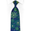 Green Scrolls on Navy Blue Rhinestone Silk Tie