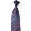Full-length San-Dee RN654 navy silk tie with pink and lilac geometric squares and diagonal crystal rhinestone stripes.