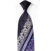 Imperial Orchid Crystal Tie – Black & Violet Designer Necktie with Ornamental Silk Pattern