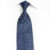 Silver Geometric On Navy Blue Rhinestone Silk Necktie