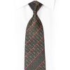 Green Trellis & Red Striped On Navy Rhinestone Silk Necktie With Gold Sparkles