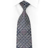 Silver Trellis On Navy Rhinestone Silk Necktie With Silver Sparkles