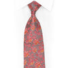 Pink Floral On Silver Rhinestone Silk Necktie