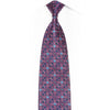 Pink Wavy Trellis On Blue Rhinestone Silk Necktie With Silver Sparkles