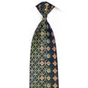 Geometric Floral On Green Rhinestone Silk Necktie