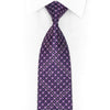 Purple Geometric On Navy Rhinestone Silk Necktie With Purple Sparkles