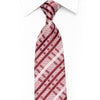 Rhinestone Silk Necktie – Crimson Plaid Crystal Weave