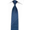 Skinny Rhinestone Silk Necktie Geometric Dots & Trellis On Blue