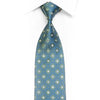 Gravata masculina geométrica azul em seda verde