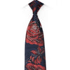 Gravata de seda com strass azul marinho com rosas vermelhas