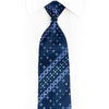 Geometric Floral On Navy Rhinestone Silk Tie With Silver Sparkles
