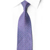 San-Dee purple rhinestone silk necktie laid flat showing fine grid weave pattern with crystal rhinestones and silver sparkle threads