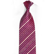 Blue Burgundy Checkered & Stripped Rhinestone Tie