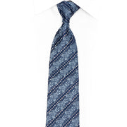 Blue Cartouche Stripes On Navy Rhinestone Tie With Blue