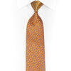 Blue Geometric Trellis On Orange Rhinestone Silk Necktie - 1
