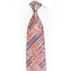 Blue Pink Silver Plaid & Paisley Rhinestone Silk Tie - 1