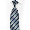Blue Silver Cartouche Striped Rhinestone Silk Tie