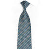 Blue Silver Geometric Rhinestone Silk Tie With Sparkles - 1