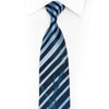 Blue Striped Rhinestone Silk Necktie With Silver Sparkles