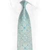 Damask On Light Blue Rhinestone Silk Tie With Silver