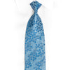 Floral On Blue Rhinestone Silk Necktie With Silver Sparkles