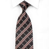 Galaxy Men’s Woven Silk Necktie Orange Striped On Brown - 1