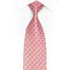 Geometric Circles On Pink Silk Necktie With Silver Sparkles