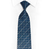 Geometric Design On Navy Rhinestone Silk Necktie - 1