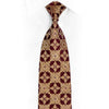 Gold Cartouche On Burgundy Rhinestone Silk Tie With Gold