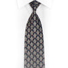 Gold Cartouche On Navy Blue Rhinestone Silk Necktie - 1