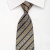 Renoma Men’s Silk Necktie Gold Cartouche Striped On Navy 