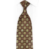 Green Foulard On Brown Rhinestone Silk Necktie With Silver
