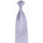 Mauve Silver Checkered Rhinestone Silk Necktie With Silver
