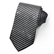 Men’s Black Crystal Rhinestone Silk Necktie By Lalanta - 1