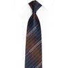 Navy Brown Striped Rhinestone Silk Neckie - 1