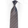 Navy Hounds Tooth On Silver Silk Tie With Crystal