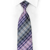 Navy Mauve Silver Plaid Rhinestone Silk Tie Withy Silver