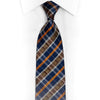 Orange Blue Brown Silver Plaid Rhinestone Silk Necktie