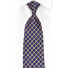 Orange silver plaid on navy blue rhinestone silk necktie - 1