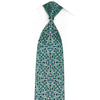 Ornate Turquoise Floral On Blue Rhinestone Silk Necktie