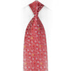 Paisley & Floral On Red Rhinestone Silk Necktie With Silver