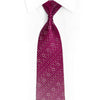 Pink Geometric On Burgundy Rhinestone Silk Necktie