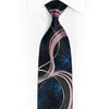Pink Waves On Navy Rhinestone Silk Tie With Silver Sparkles