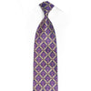 Purple Gold Ornate Design On Navy Rhinestone Silk Necktie
