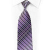 Purple Navy Silver Striped Rhinestone Silk Necktie