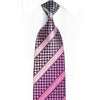Purple Striped Geometric Rhinestone Silk Necktie