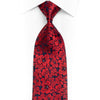 Red Floral On Navy Silk Necktie With Silver Sparkles - 1