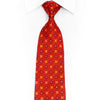 Rhinestone Silk Necktie Geometric On Red With Gold Studs - 1
