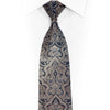 Rhinestone Silk Necktie - Gold Damask on Navy - 1